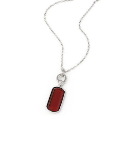 Rounded Rectangle Garnet Pendant