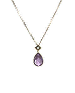 Pear Amethyst and Diamond Necklace