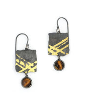 Load image into Gallery viewer, Square Keum Boo Earrings with Tiger Eye