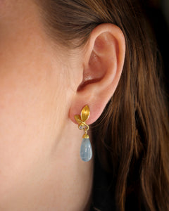Aquamarine Drop And Leaf Earrings