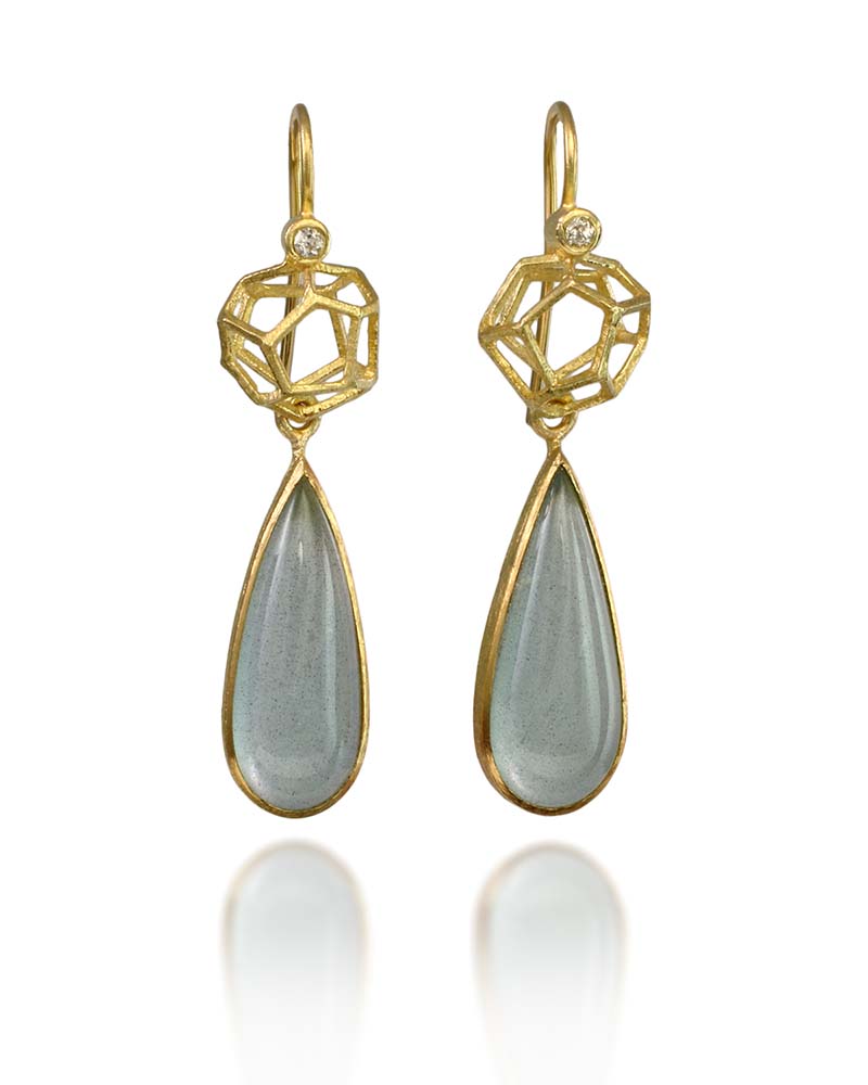 Rock structure and Aquamarine drop Earrings
