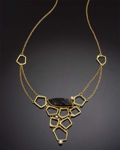 Black Tourmaline Gold Pathway Necklace