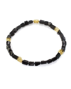 Black Tourmaline and Rock structure Necklace