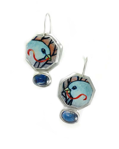 Light Blue Birds with Kyanite Earrings