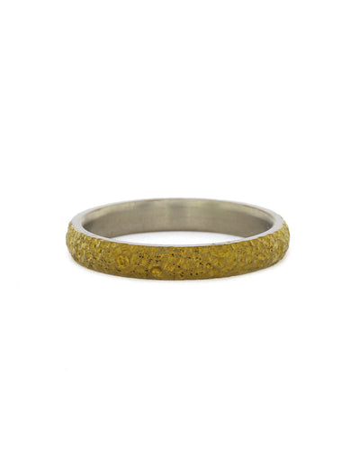 Narrow Golden Lunar Ring with moon landscape