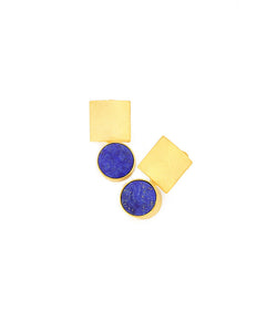 Square and Round Lapis Earrings