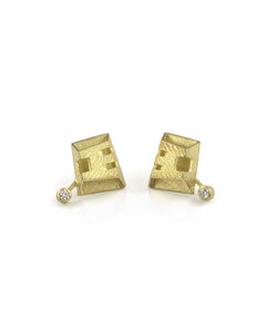 Gold and Diamonds Stud Earrings