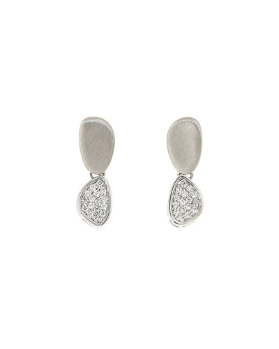 White Pave pebble Earrings