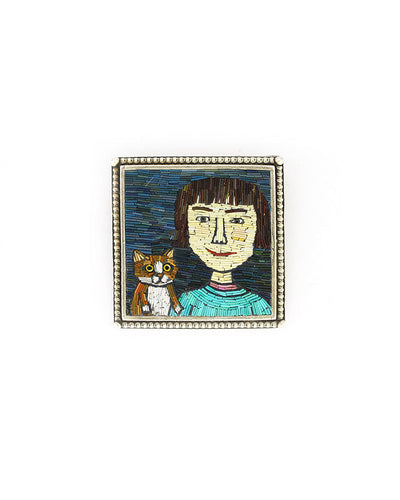 Girl & Cat Brooch