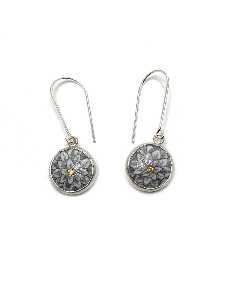 Button Chrysanthemum Dangle Earrings