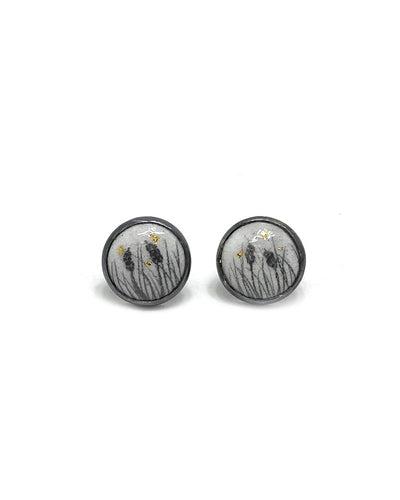 Cattail Button Earrings