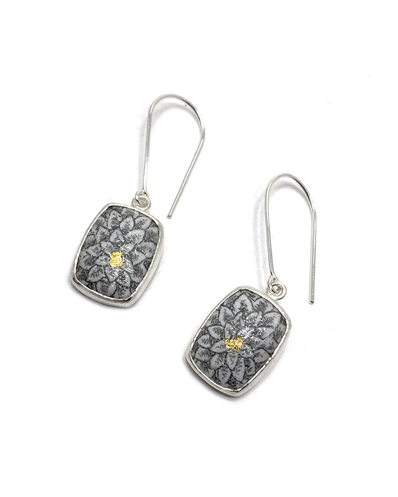 Rectangle Chrysanthemum Earrings