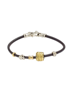 Gold and Silver leather bracelet