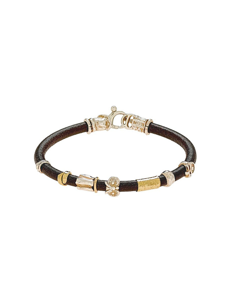 Gold and Silver leather bracelet