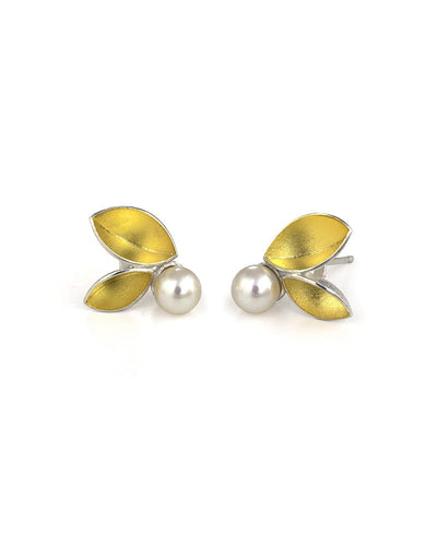 Leaves and Pearl Earrings