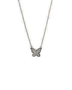 White Pave Butterfly Necklace