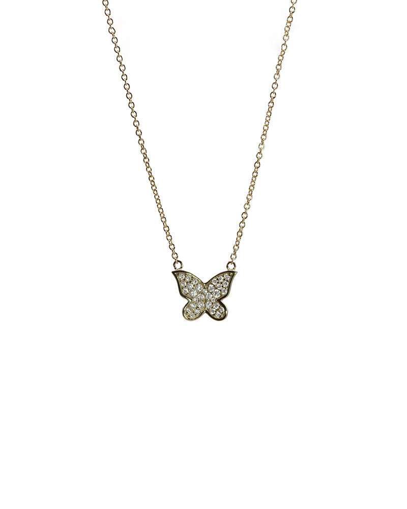 Yellow Pave Butterfly Necklace